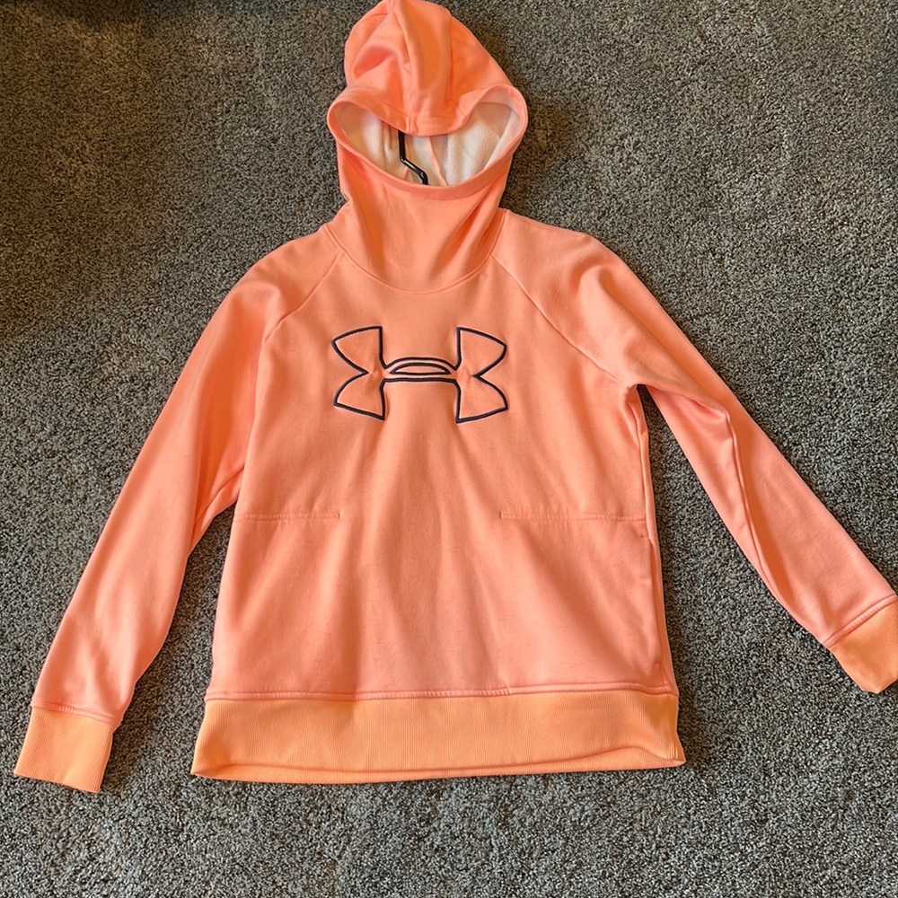 Girls orange under armor hoodie, size large (runs big)